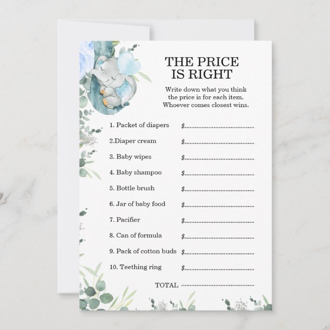 Convites Jogo de Chá de fraldas de Elefante de Pequeno Pânt (Frente)