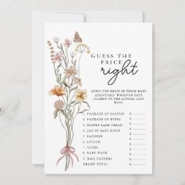 Convites Jogo De Chá de fraldas De Flor Selvagem Adivinha O