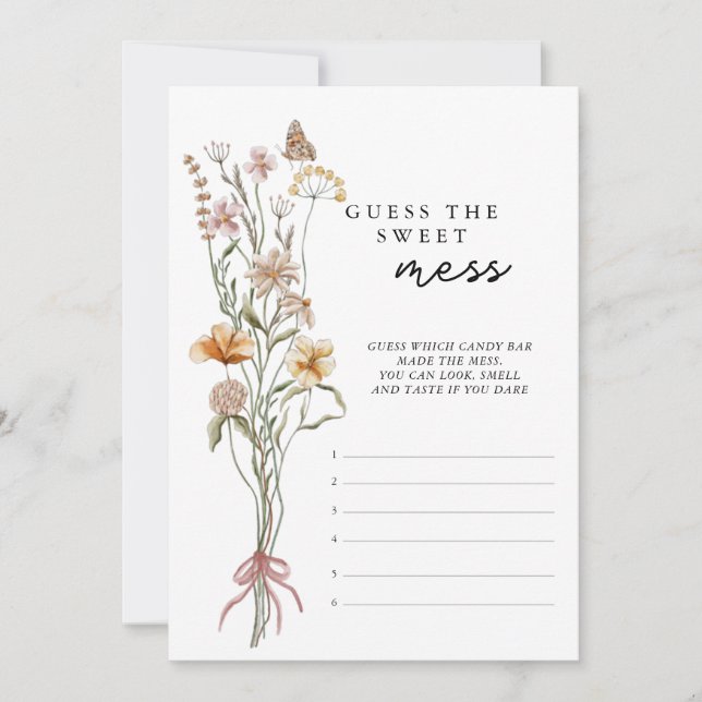 Convites Jogo De Chá de fraldas De Flor Selvagem Adivinha O (Frente)