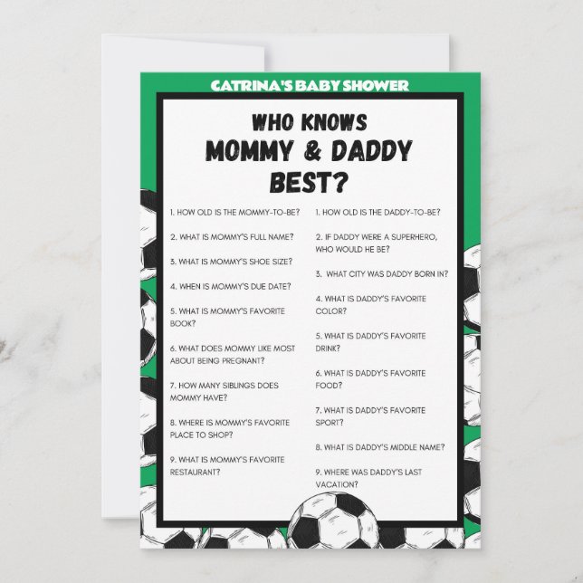 Convites Jogo de Chá de fraldas de futebol, Futebol - Nome  (Frente)