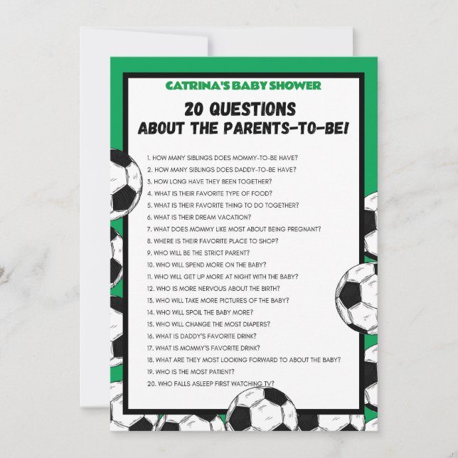 Convites Jogo de Chá de fraldas de futebol, Futebol - Nome  (Frente)