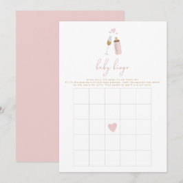 Convites Jogo de Chá de fraldas de Garrafas Rosa ANDI