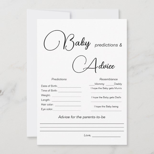 Convites Jogo de Chá de fraldas de Predicações para Bebês (Frente)