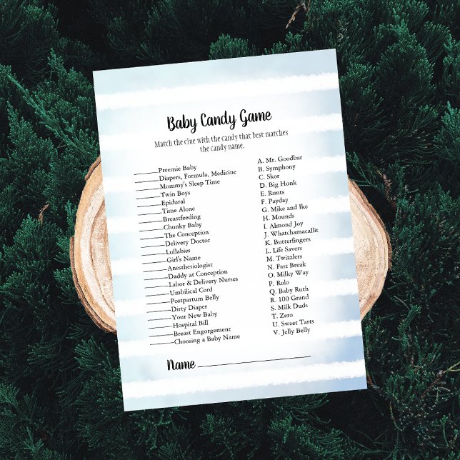 Convites Jogo de Chá de fraldas de Tan Bunny Blue Baby Cand (Criador carregado)