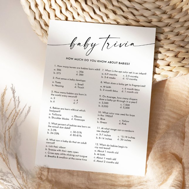 Convites Jogo de Chá de fraldas do Bebê KAIA Trivia (Criador carregado)