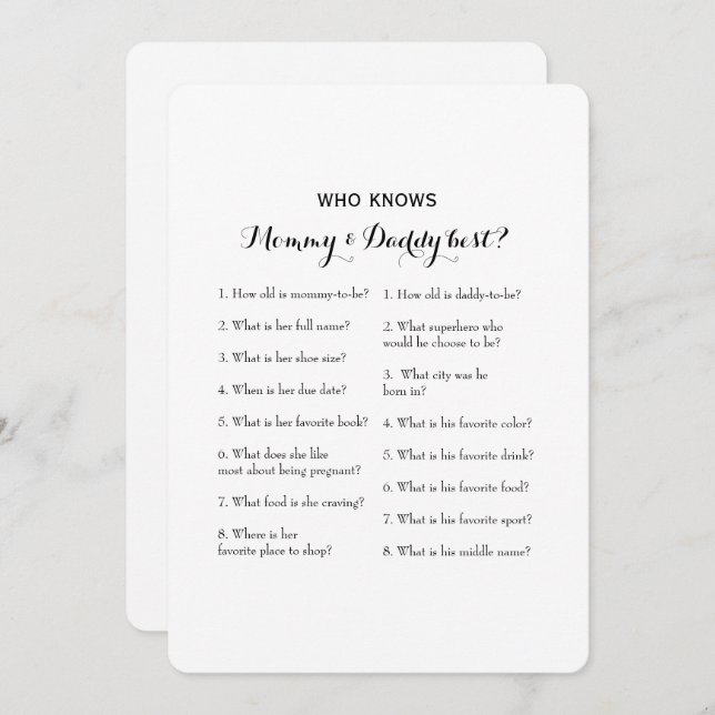 Convites Jogo de Chá de fraldas do Lado Duplo 2 - Conselhos (Frente/Verso)