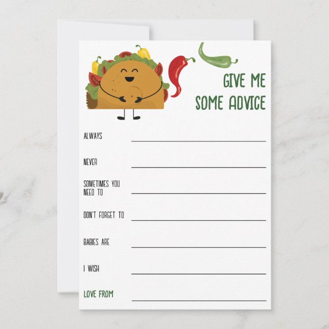 Convites jogo de chá de fraldas fiesta taco mexicano (Frente)