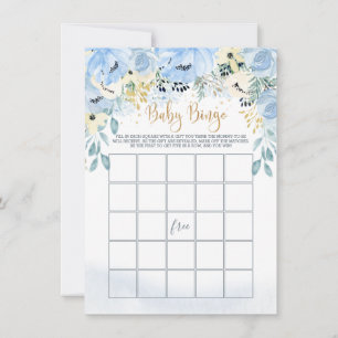 Convites Jogo de Chá de fraldas Floral Azul de Aquarela 