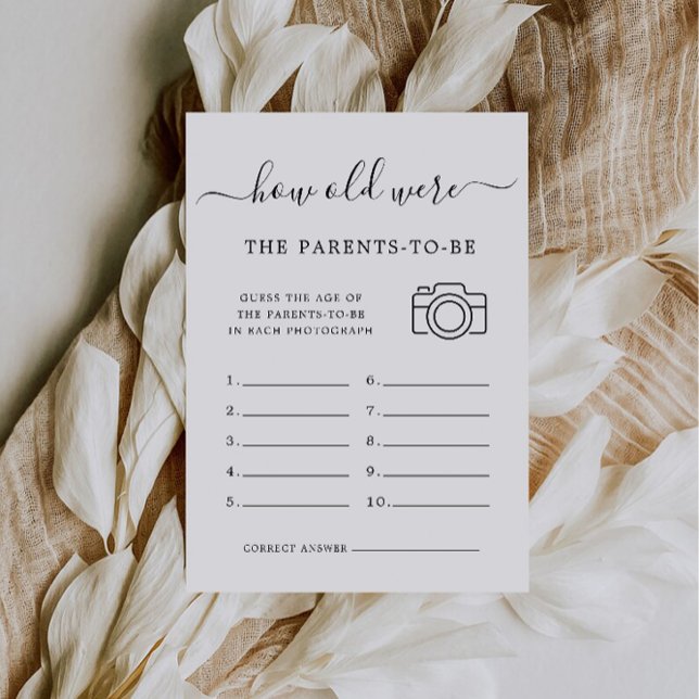 Convites Jogo De chá de fraldas Quão Velhos Eram Os Pais A  (Baby Shower Game How Old Were The Parents-To-Be Invitation)