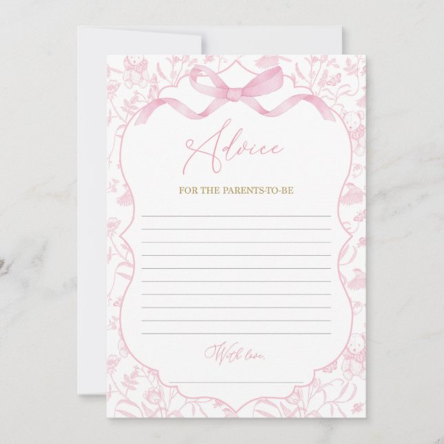 Convites jogo de Chá de fraldas Toile De Jouy Advice (Frente)