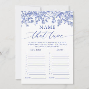 Convites Jogo de Chá de Noiva Blue Floral Name That Tune