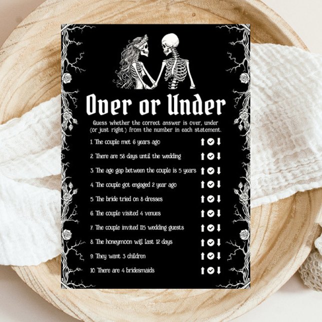 Convites Jogo de Chá de Noiva de Halloween Negro Acima ou A (Black Halloween Over or Under Bridal Shower Game)