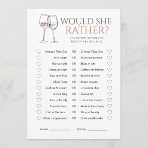 Convites Jogo de Chá de Noiva Doodle Wine Would She Rather