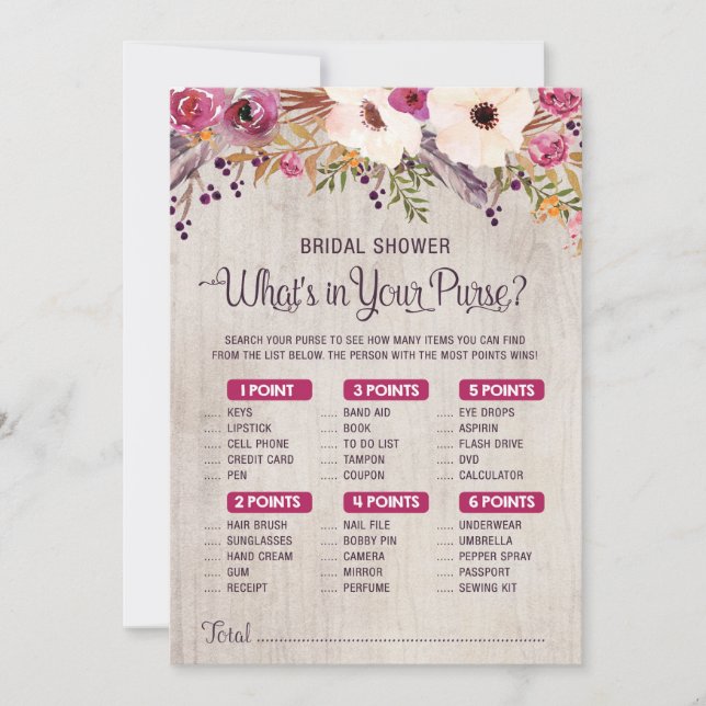 Convites Jogo de Chá de Noiva Rústico O que está na sua Bol (Frente)