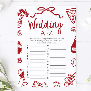 Convites Jogo de Chá de panela A-Z de Casamento de Mão Ital
