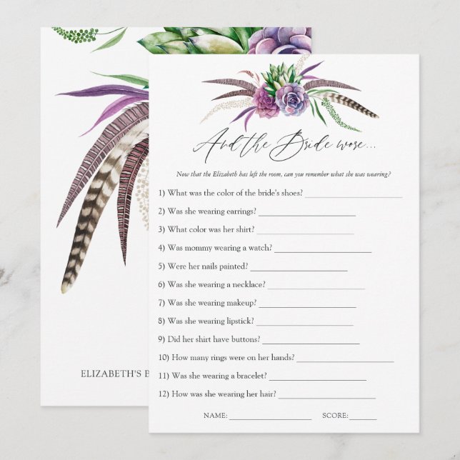 Convites Jogo de Chá de panela de Sucultos Místicos (Frente/Verso)