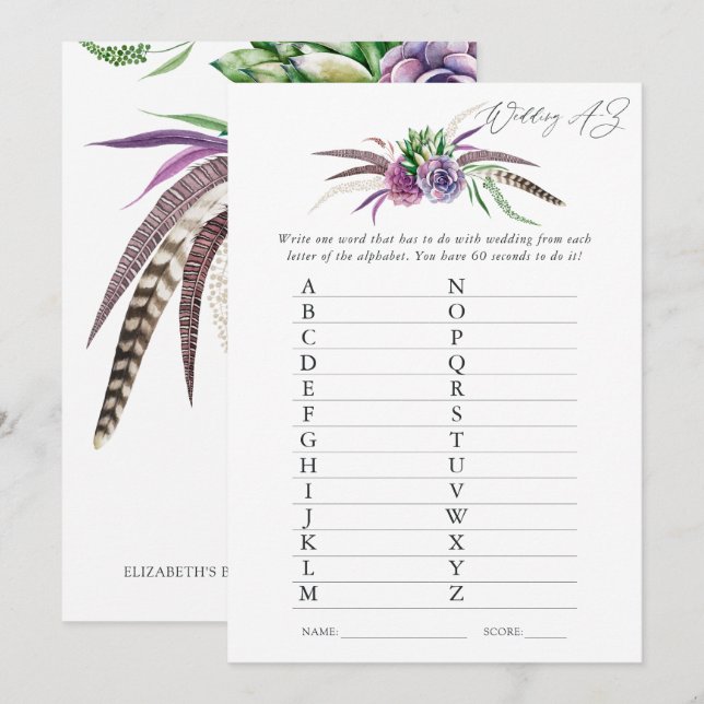 Convites Jogo de Chá de panela de Sucultos Místicos (Frente/Verso)