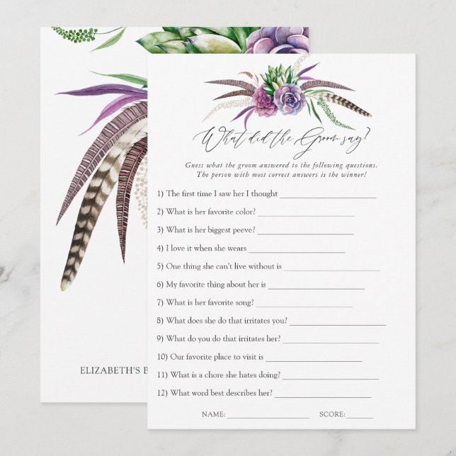 Convites Jogo de Chá de panela de Sucultos Místicos (Frente/Verso)