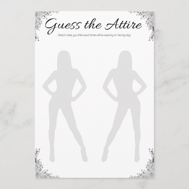 Convites Jogo de Chá de panela Lésbica, Adivinhem o Traje (Frente)