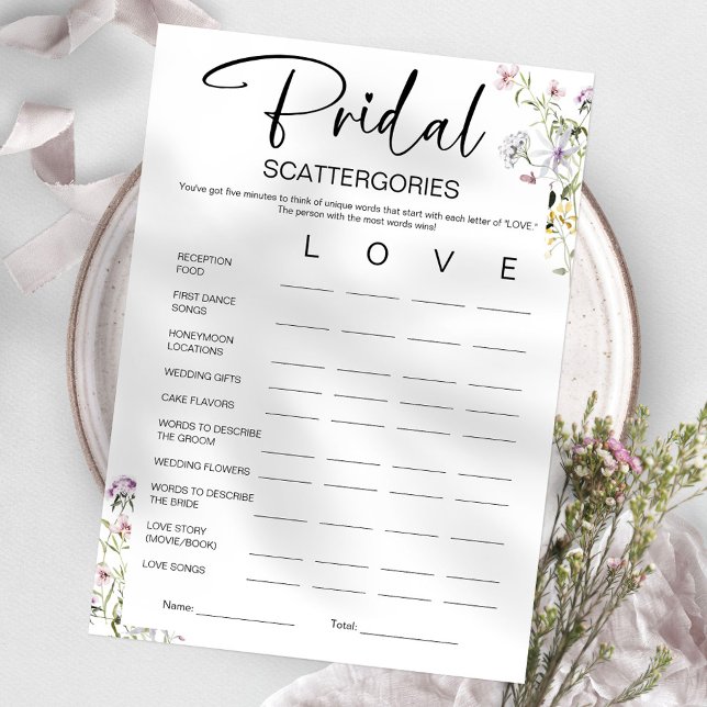 Convites Jogo de Chuva de Noiva Bridal Scattergories (Criador carregado)