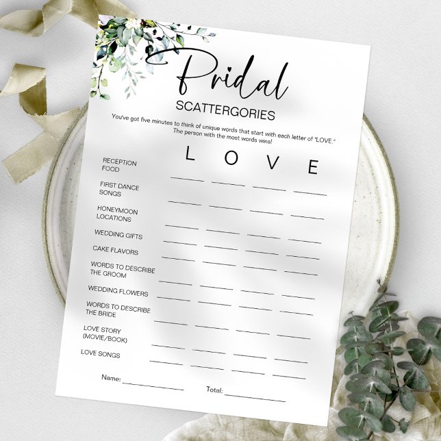 Convites Jogo de Chuva de Noiva Bridal Scattergories (Criador carregado)