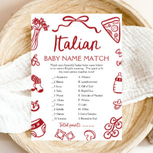 Convites Jogo de Correspondência de Nomes de Bebê Italianos