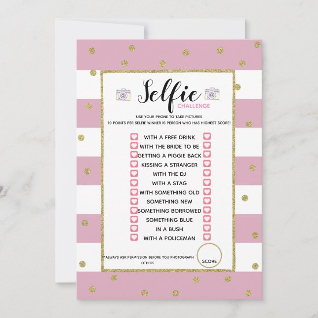 Convites jogo de desafio de selfie (Frente)