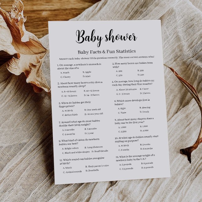 Convites Jogo de Fatos e Estatísticas Divertidas do Bebê pa (Baby Shower Baby Facts & Fun Statistics Game Invitation)