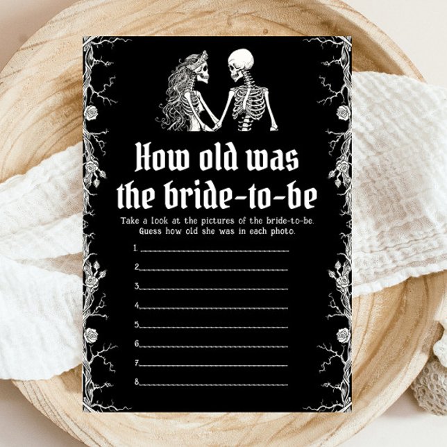 Convites Jogo de Halloween Negro Quantos Anos Tinha a Noiva (Black Halloween How Old Was the Bride-to-be Game)