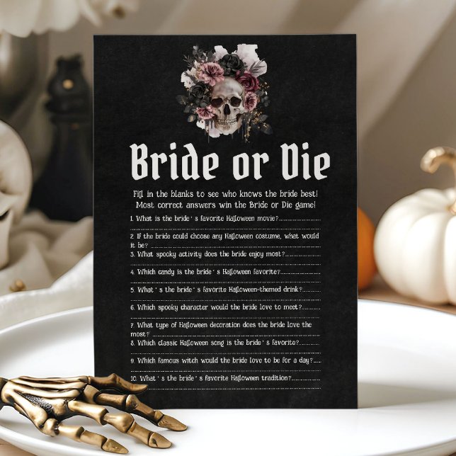 Convites Jogo de Halloween: Quem Conhece Melhor a Noiva Cav (Halloween Skull Who Knows The Bride Best Game)