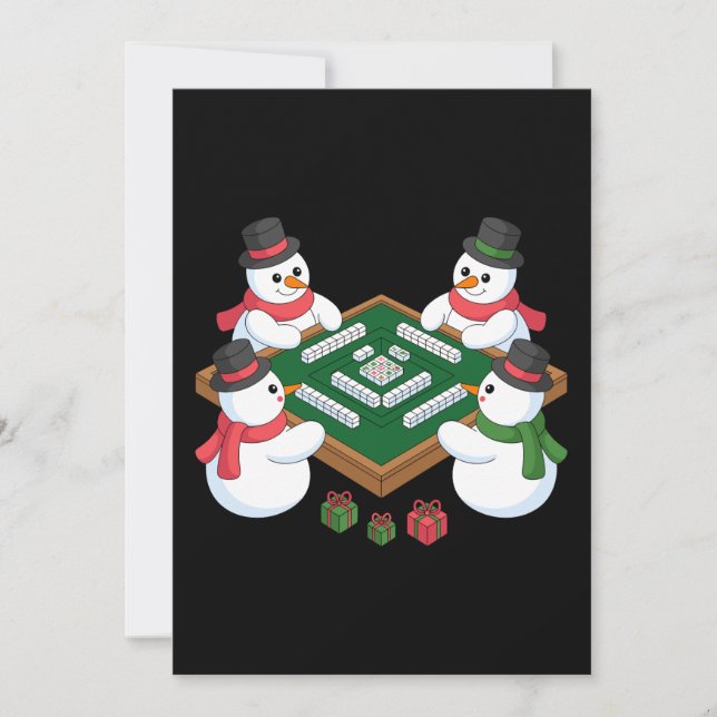 Convites Jogo de Mahjong de Natal Boneco de Neve Mesa Féria (Frente)