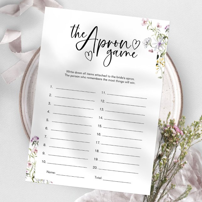 Convites Jogo de Memória de Avental para Chá de Noiva Wildf (Criador carregado)