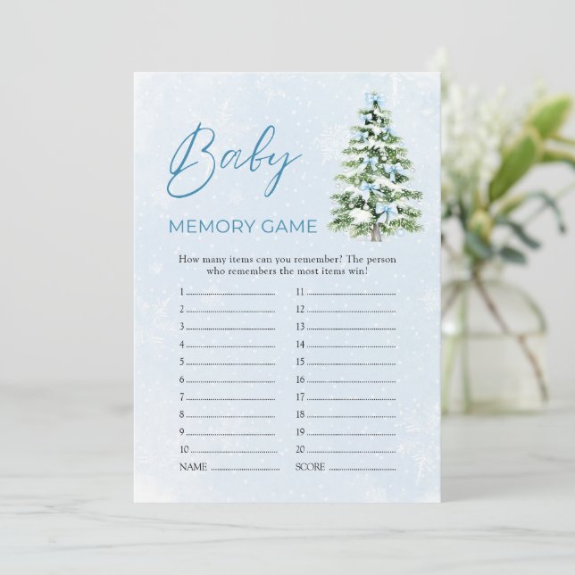 Convites Jogo de Memória para Chá de Bebê de Natal com Laço (Em pé/Frente)