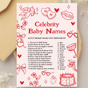 Convites Jogo de Nomes de Bebês de Celebridades de Dia dos 