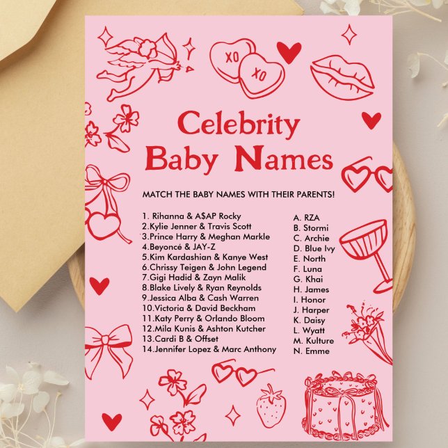 Convites Jogo de Nomes de Bebês de Celebridades em Desenho  (Criador carregado)
