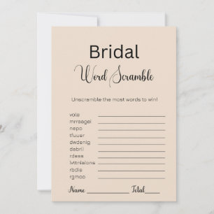 Convites Jogo de Palavra Bridal da Amêndoa Brown