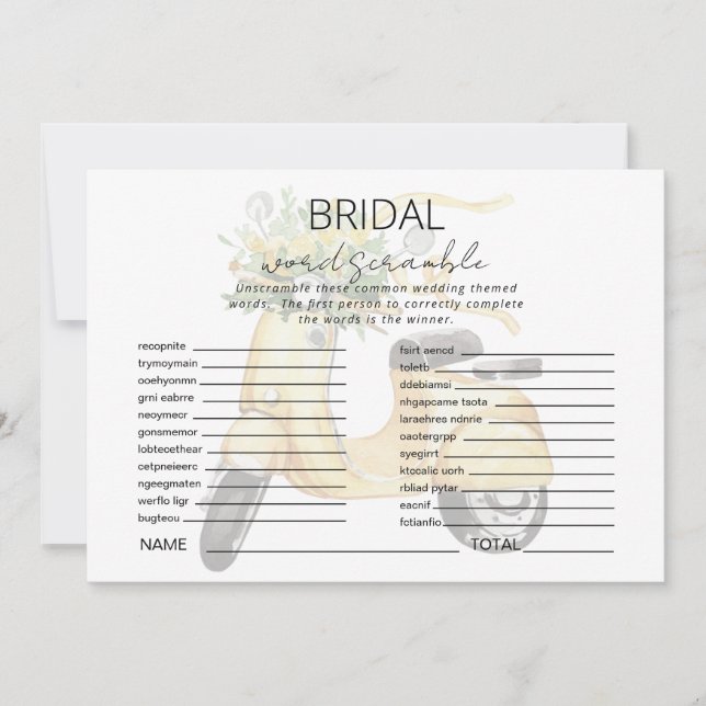 Convites Jogo de Palavra do Chá Europeu (Frente)