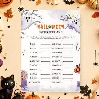 Convites Jogo de Palavras Desembaralhadas de Halloween | Jo