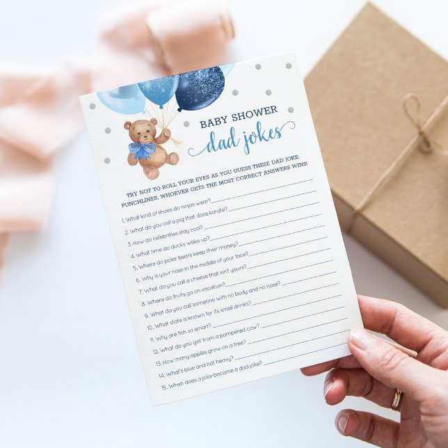 Convites Jogo de Piadas do Papai no Chá de Bebê Urso Teddy  (Criador carregado)