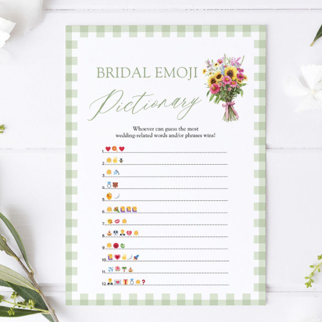 Convites Jogo de Pictionary com Emojis para Chá de Noiva em (Sage Green Bridal Shower Emoji Pictionary Game)