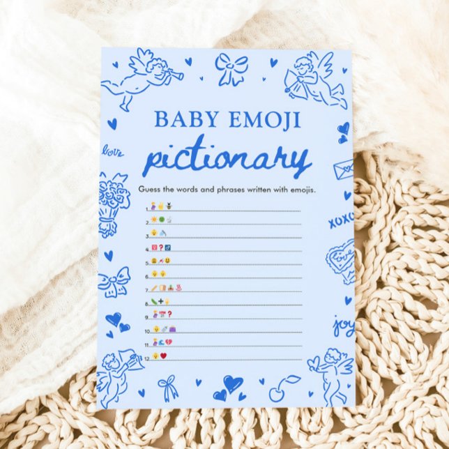 Convites Jogo de Pictionary de Emoji de Bebê Desenhado à Mã (Hand Drawn Valentine Baby Emoji Pictionary Game)