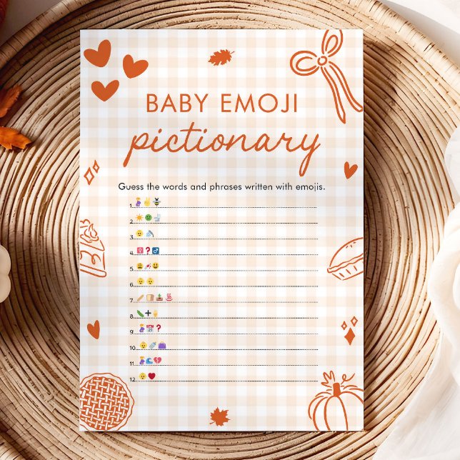 Convites Jogo de Pictionary de Emoji de Bebê Italiano Desen (Fall Hand Drawn Italian Baby Emoji Pictionary Game)