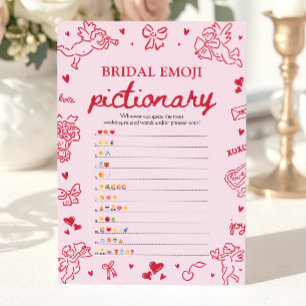 Convites Jogo de Pictionary de Emoji de Chá de Noiva Desenh