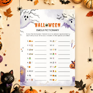 Convites Jogo de Pictionary de Emoji de Halloween | Festa A