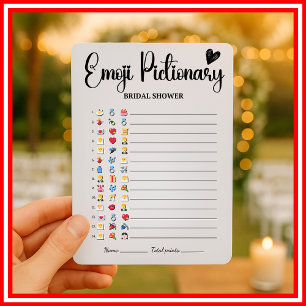 Convites Jogo de Pictionary de Emoji de Noiva Elegante Mode