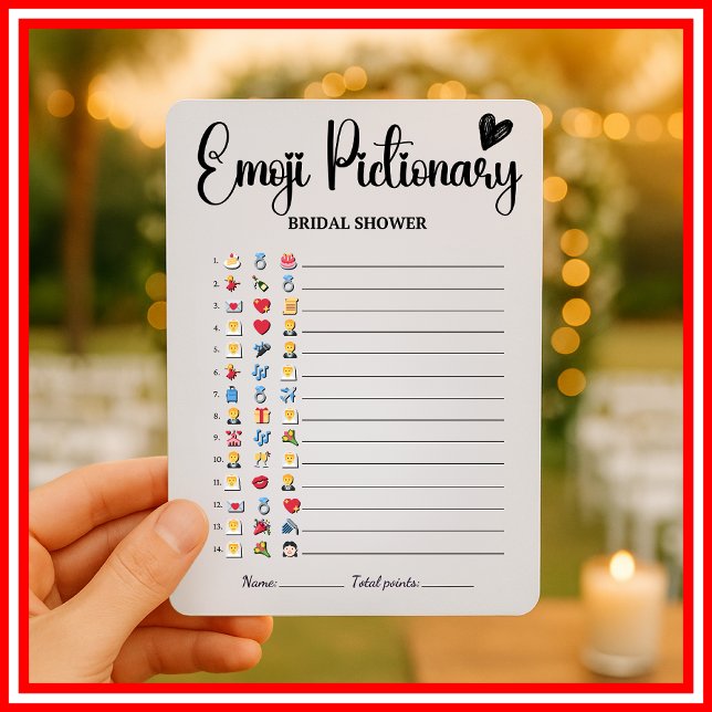 Convites Jogo de Pictionary de Emoji de Noiva Elegante Mode (Criador carregado)
