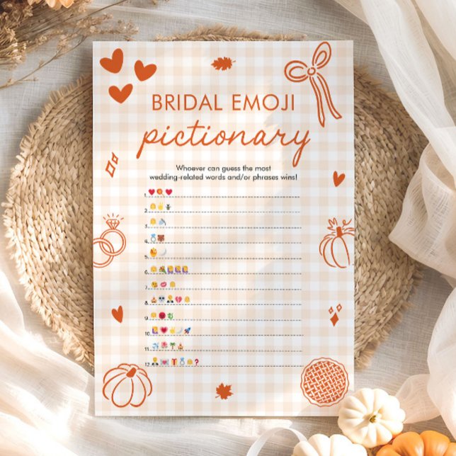 Convites Jogo de Pictionary de Emoji para Chá de Noiva de O (Orange Fall Bridal Shower Emoji Pictionary Game)