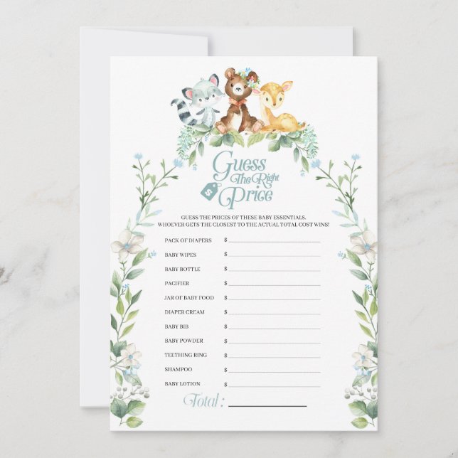 Convites Jogo de Preço do Chá de fraldas Woodland (Frente)