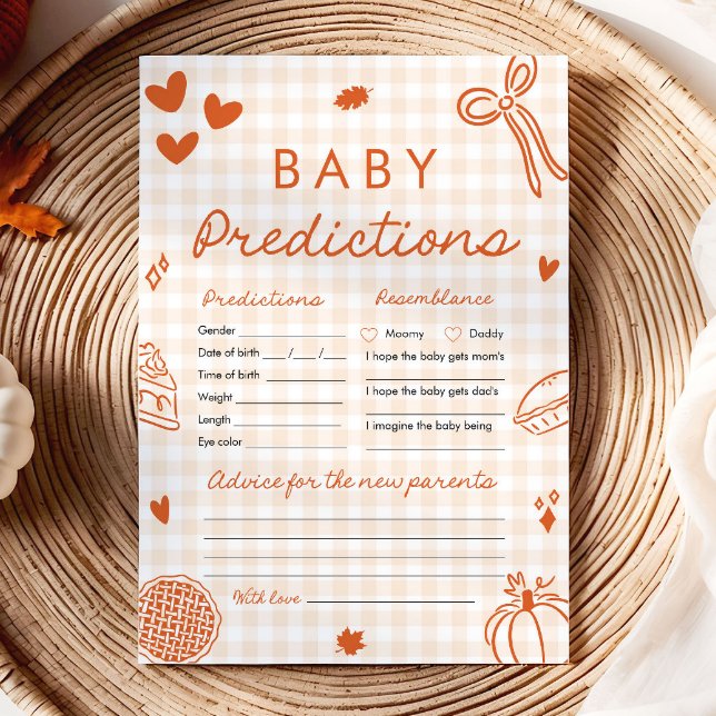 Convites Jogo de Predição de Bebê Desenhado à Mão no Outono (Fall Hand Drawn Baby Prediction Baby Shower Game)