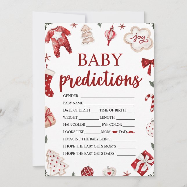 Convites Jogo de Previsão de Bebê para Chá de Bebê de Natal (Frente)